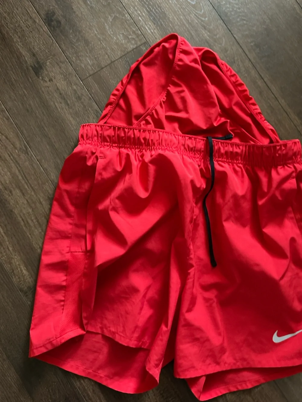 Nike Men’s Red Athletic Running Shorts with Black Drawcord